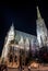 Illuminated Cathedral Stephansdom In The Night In The Inner City Of Vienna In Austria