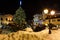 Illuminated Central Square of Megeve on Christmas Eve