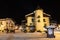 Illuminated Central Square of Megeve in French Alps