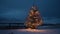 Illuminated Christmas tree glows in winter night, nature celebration generated by AI