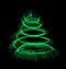 Illuminated Christmas tree isolated.