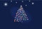 Illuminated Christmas tree with stars and bulbs decoration