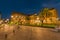 Illuminated City Hall in San Sebastian at twilight