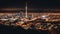 Illuminated cityscape at dusk, Tokyo Sky Tree towering high up generated by AI