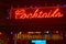 Illuminated cocktails sign and nice shelf with beer cans at Lake Buena Vista.