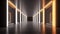 Illuminated corridor interior design. futuristic streamlined interior space design. generative ai