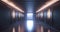 Illuminated corridor interior design. futuristic streamlined interior space design. generative ai