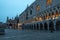 Illuminated Doge Palace in Venice in the early morning