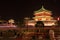 Illuminated drum tower in Xian, China at night