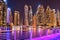 Illuminated Dubai Marina at Dusk, United Arab Emirates