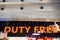 Illuminated duty free sign in airport
