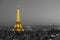 Illuminated Eiffel Tower with black and white Paris