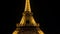 Illuminated Eiffel Tower at Night, The Eiffel Tower stands aglow against the dark night sky in Paris, beams of light