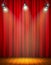 Illuminated Empty Stage With Red Curtain