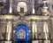 Illuminated entrance to the cathedral, Arequipa, Peru