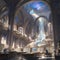 Illuminated Fantasy Library - Exquisite Architecture and Celestial Illusion.