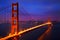 Illuminated Golden Gate Bridge at dusk, San Francisco