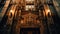 Illuminated Gothic altar inside old French basilica generated by AI