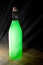 Illuminated green glass drink bottle. Art and craft recycling pr