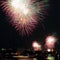 Illuminated harbor landscape of Sydney by brilliant fireworks night scene