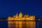 Illuminated Hungarian Parliament on the Danube