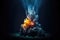 illuminated hydrothermal vent in the darkness of the ocean