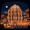 Illuminated Jaipur at Night with Hawa Mahal