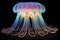 illuminated jellyfish with long, glowing tentacles