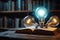 Illuminated knowledge Light bulbs and books symbolize reading and innovation