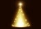 Illuminated light sparkle shiny glitter Christmas tree on dark background