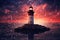 Illuminated Lighthouse Valentine Day background