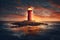 Illuminated Lighthouse Valentine Day background