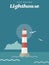 Illuminated lighthouse vintage poster