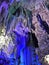 Illuminated limestone caves and stalagmite formations in St. Michael\\\'s Caves, Gibraltar