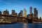 Illuminated Lower Manhattan with Brooklyn Bridge