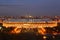 Illuminated Luzhniki Stadium at evening