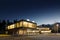 Illuminated modern wooden office building