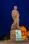 Illuminated monument to the national hero Vasil Levski situated in the bulgarian city Lovech...IMAGE