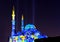 Illuminated mosque in Sharjah during light festival