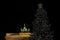 Illuminated Neoclassical Brandenburg Gate Brandenburger Tor and Christmas Tree in the year 2019 as viewed from the Pariser Platz