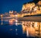 Illuminated night scene of Cefalu town with Piazza del Duomo.