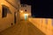 Illuminated Night streets of Asilah Medina, on Atlantic Coast in Morocco