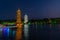 Illuminated at night Sun and moon pagodas in Guilin