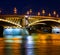 Illuminated night view of famous Margit or Margaret Bridge sometimes Margit Bridge.