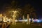 Illuminated palm trees in Doha