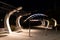 Illuminated park swings at night in downtown Nashville, Tennessee