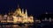 Illuminated Parliament building in Budapest at night, Hungary