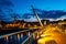 Illuminated Peace bridge in Derry Londonderry in Northern Ireland