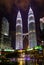 Illuminated Petronas Twin Towers fondly known as KLCC at night