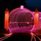 Illuminated pink archway